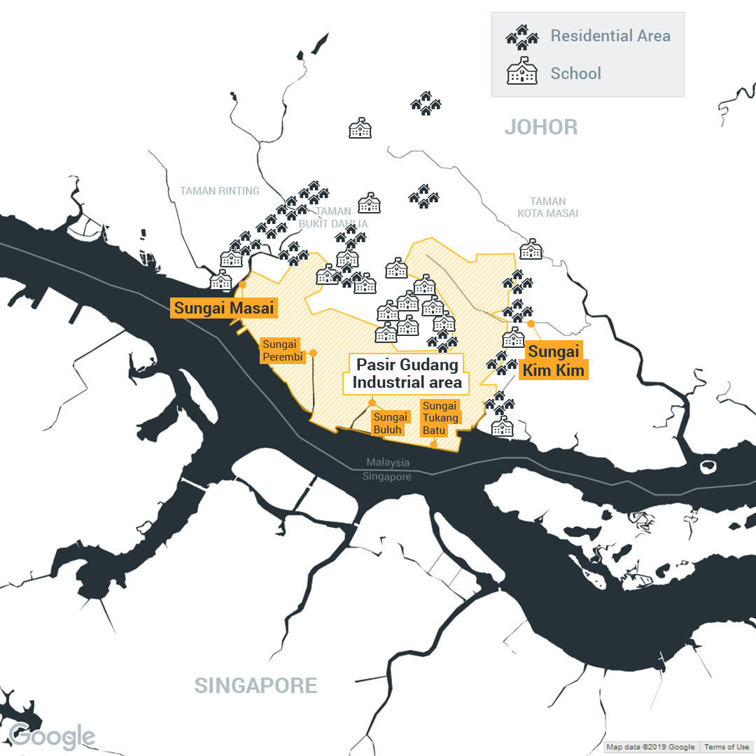 Pasir Gudang Industrial area, residential & schools