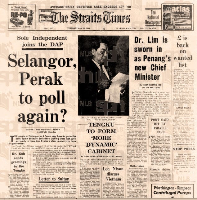 Newspaper clipping: Selangor, Perak to poll again?